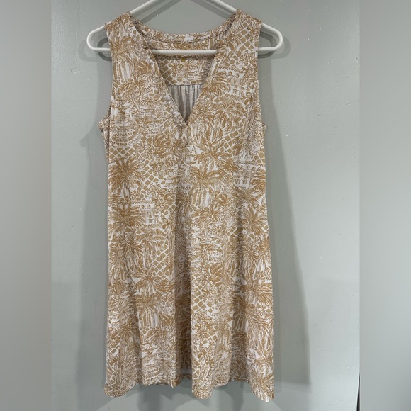 Lilly Pulitzer Dresses & Skirts - Lilly Pulitzer Beige and White Palm Print Midi Dress cruise resort summer size S